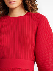 Solace London Dresses Red plissé belted style