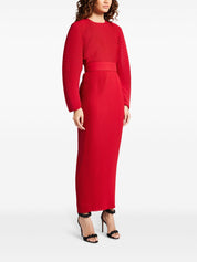 Solace London Dresses Red plissé belted style