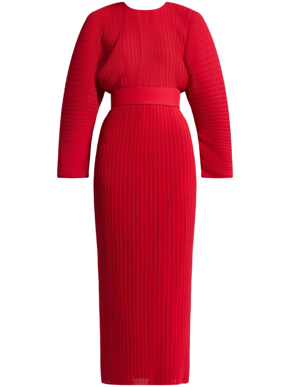 Solace London Dresses Red plissé belted style