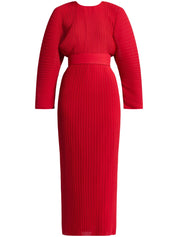 Solace London Dresses Red plissé belted style