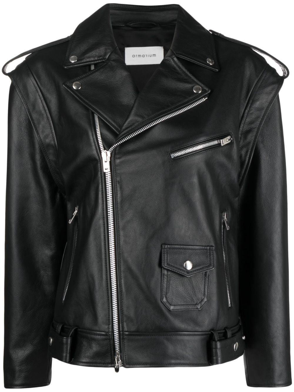 Armarium Black Lambskin Jacket — Grained Leather Sport Jacket