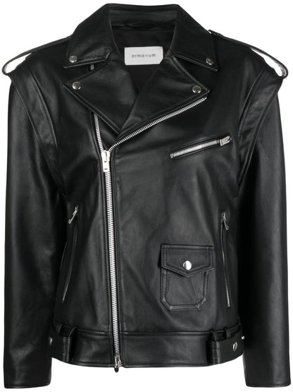 Armarium Black Lambskin Jacket — Grained Leather Sport Jacket