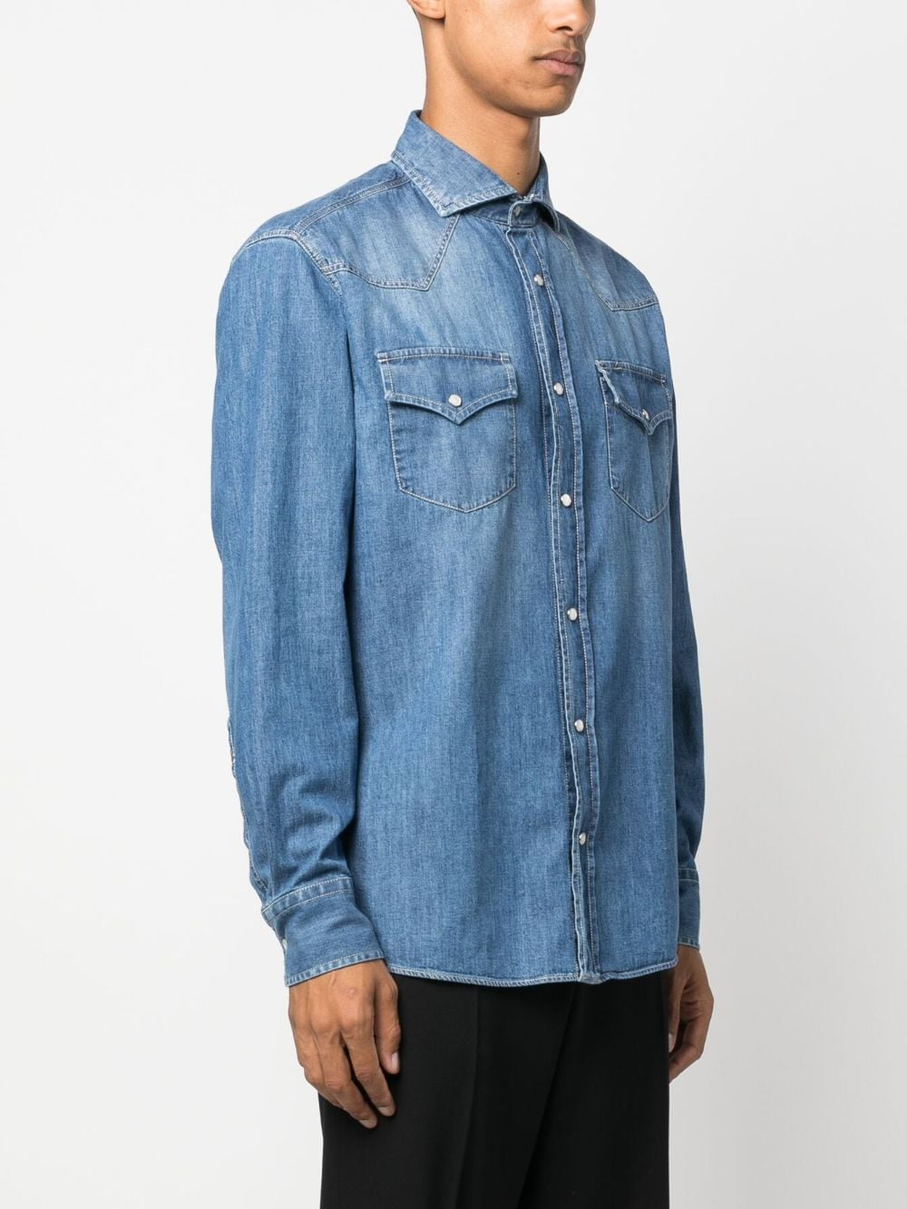 Camisas Brunello Cucinelli Denim de algodón azul