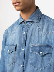 Camisas Brunello Cucinelli Denim de algodón azul