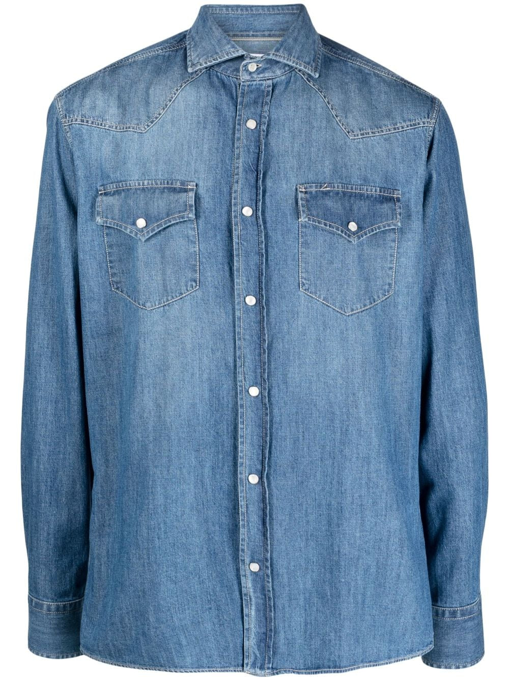 Camisas Brunello Cucinelli Denim de algodón azul