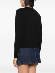 Maison Kitsuné mid‑length knitted cardigan — Black wool comfort