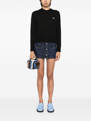 Maison Kitsuné mid‑length knitted cardigan — Black wool comfort