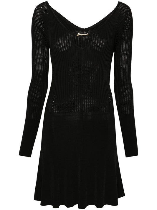 JACQUEMUS Black Ribbed Knit Dress — Sculpted Elegance