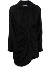 Jacquemus Dresses Black short dress with knot detail