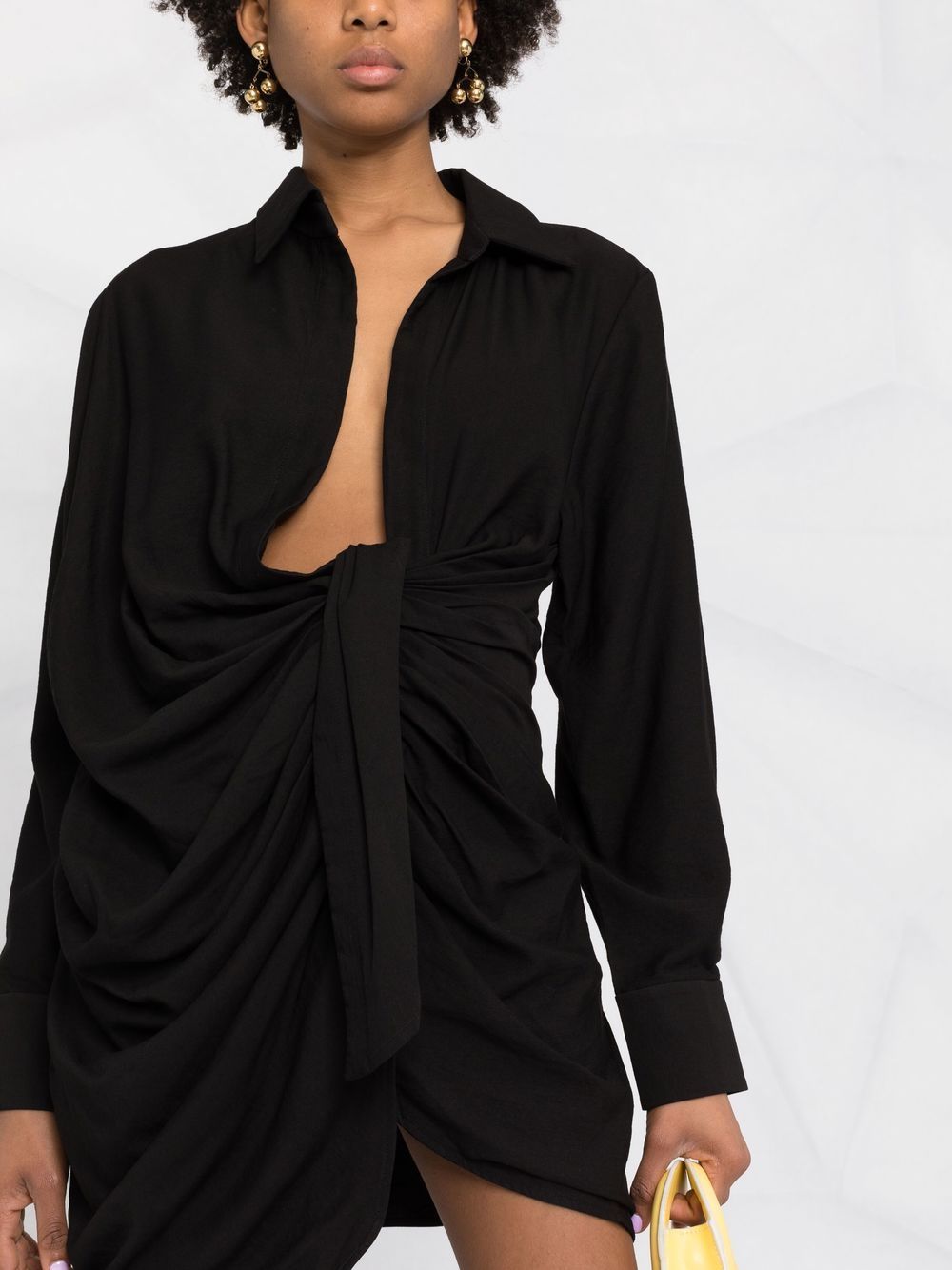 Black Jacquemus Short Dress with Knot Detail