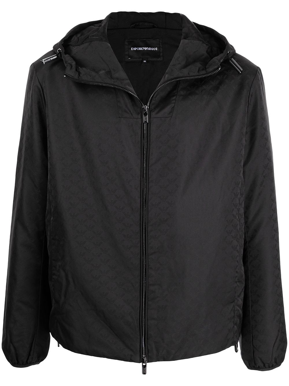 Emporio Armani Coats Black hooded jacket