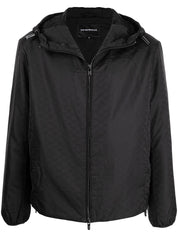 Emporio Armani Coats Black hooded jacket