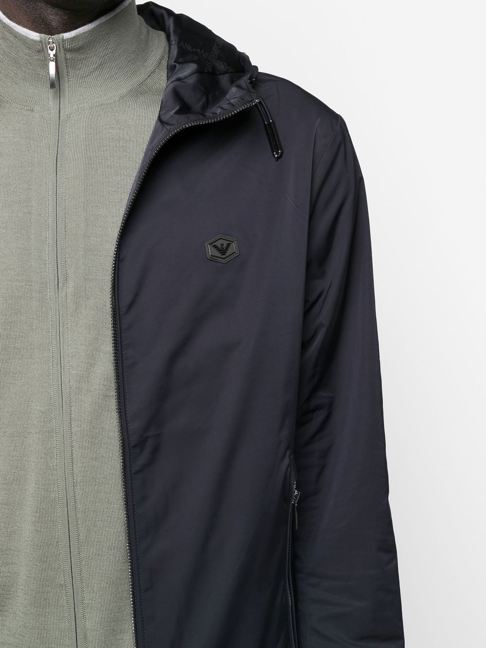 Emporio Armani Coats Blue hooded zip jacket