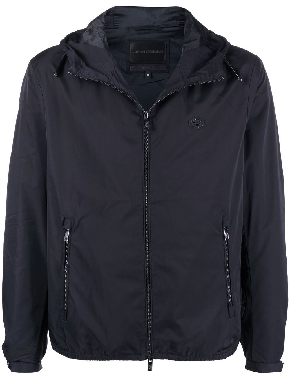 Emporio Armani Coats Blue hooded zip jacket