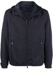 Emporio Armani Coats Blue hooded zip jacket