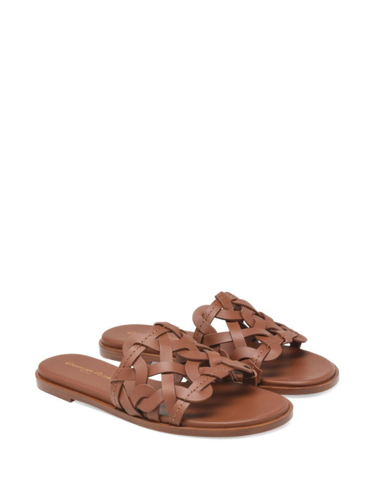 Sandalias Gianvito Rossi de piel marrón con tacón apilado