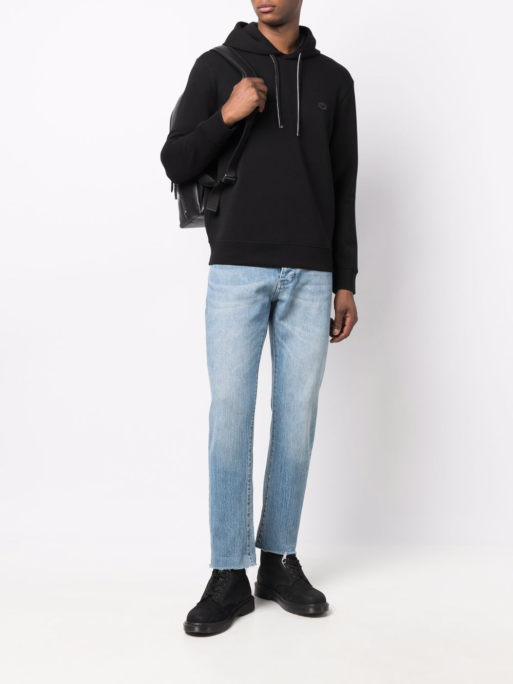 Emporio Armani Sweaters Black cotton-blend hoodie