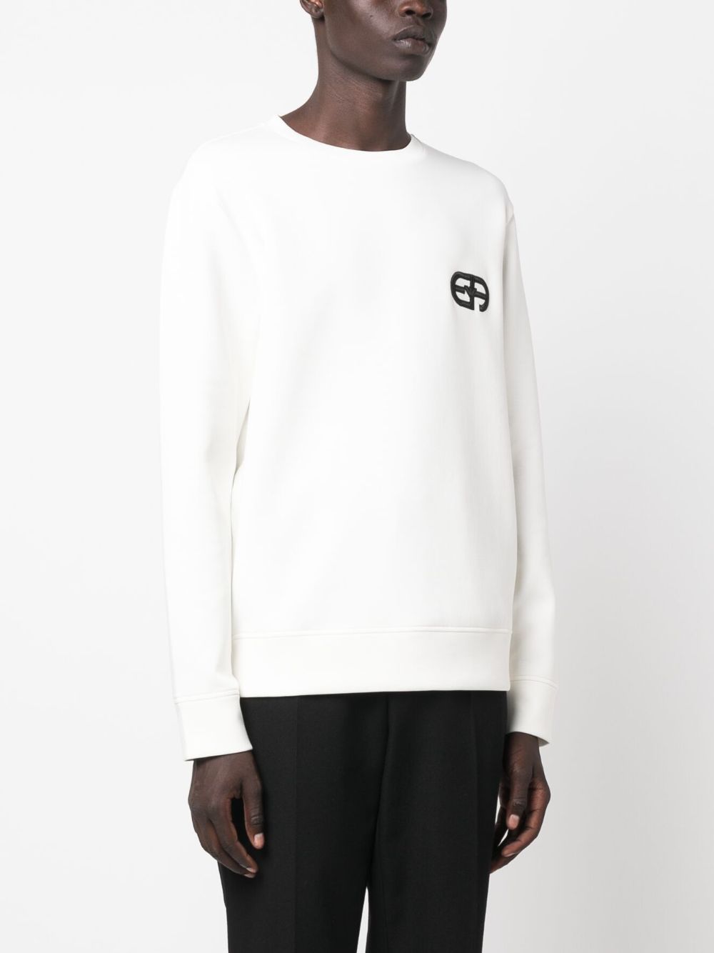 Emporio Armani White Sweater in Cotton Blend