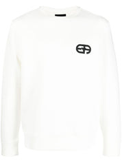 Emporio Armani White Sweater in Cotton Blend