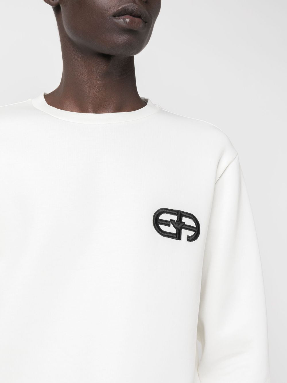 Emporio Armani White Sweater in Cotton Blend
