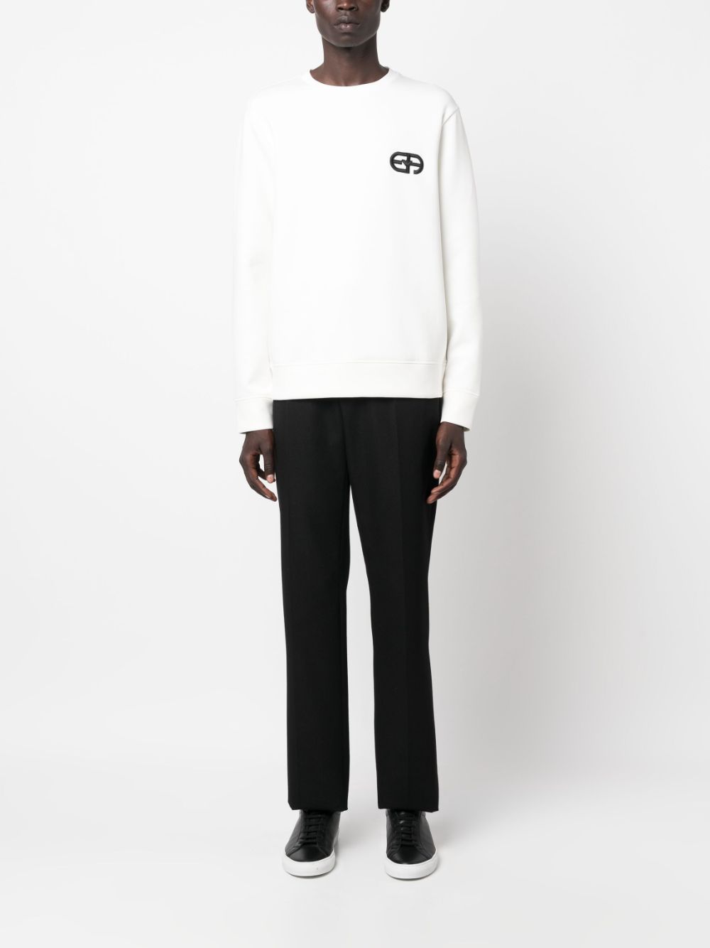 Emporio Armani White Sweater in Cotton Blend