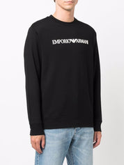 Pulls Emporio Armani à col rond en modal et coton noir