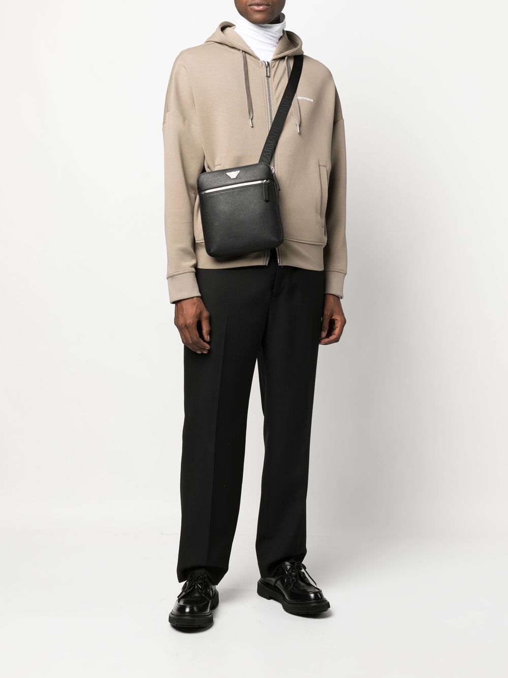 Emporio Armani Bags.. Black faux leather messenger bag