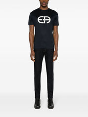 Emporio Armani logo print crew neck T-shirt in lyocell blend