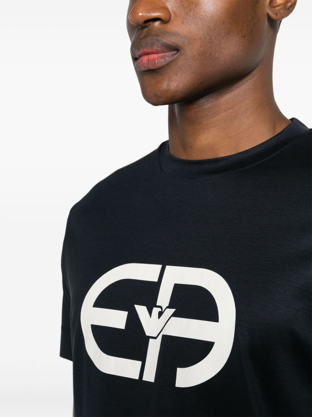 Emporio Armani logo print crew neck T-shirt in lyocell blend