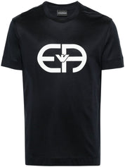 Emporio Armani logo print crew neck T-shirt in lyocell blend