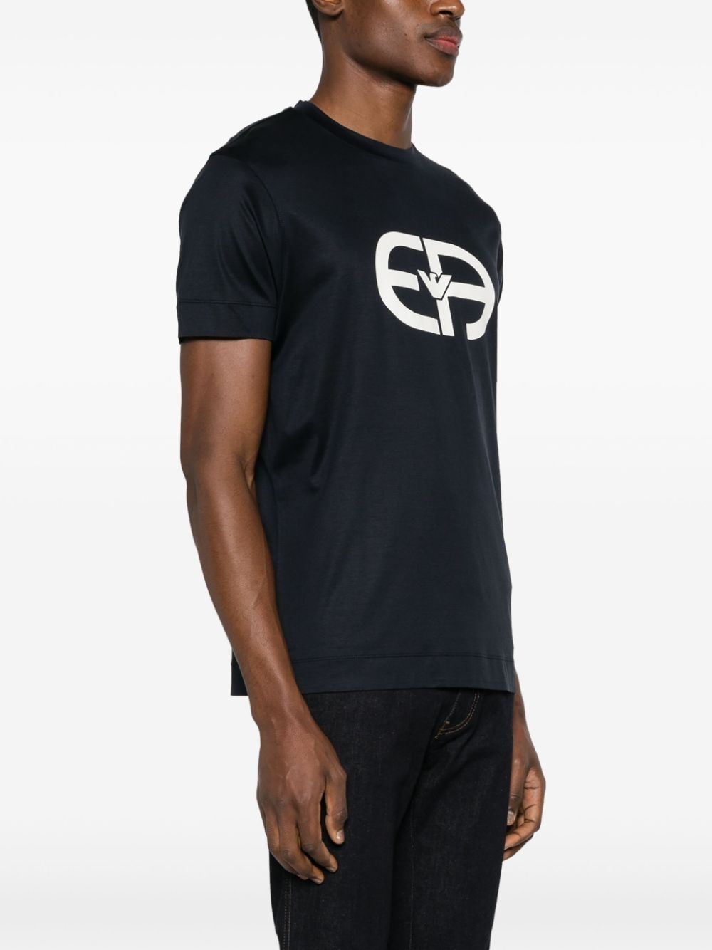 Emporio Armani logo print crew neck T-shirt in lyocell blend
