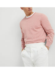 Pink Cashmere Crewneck Sweater — Brunello Cucinelli