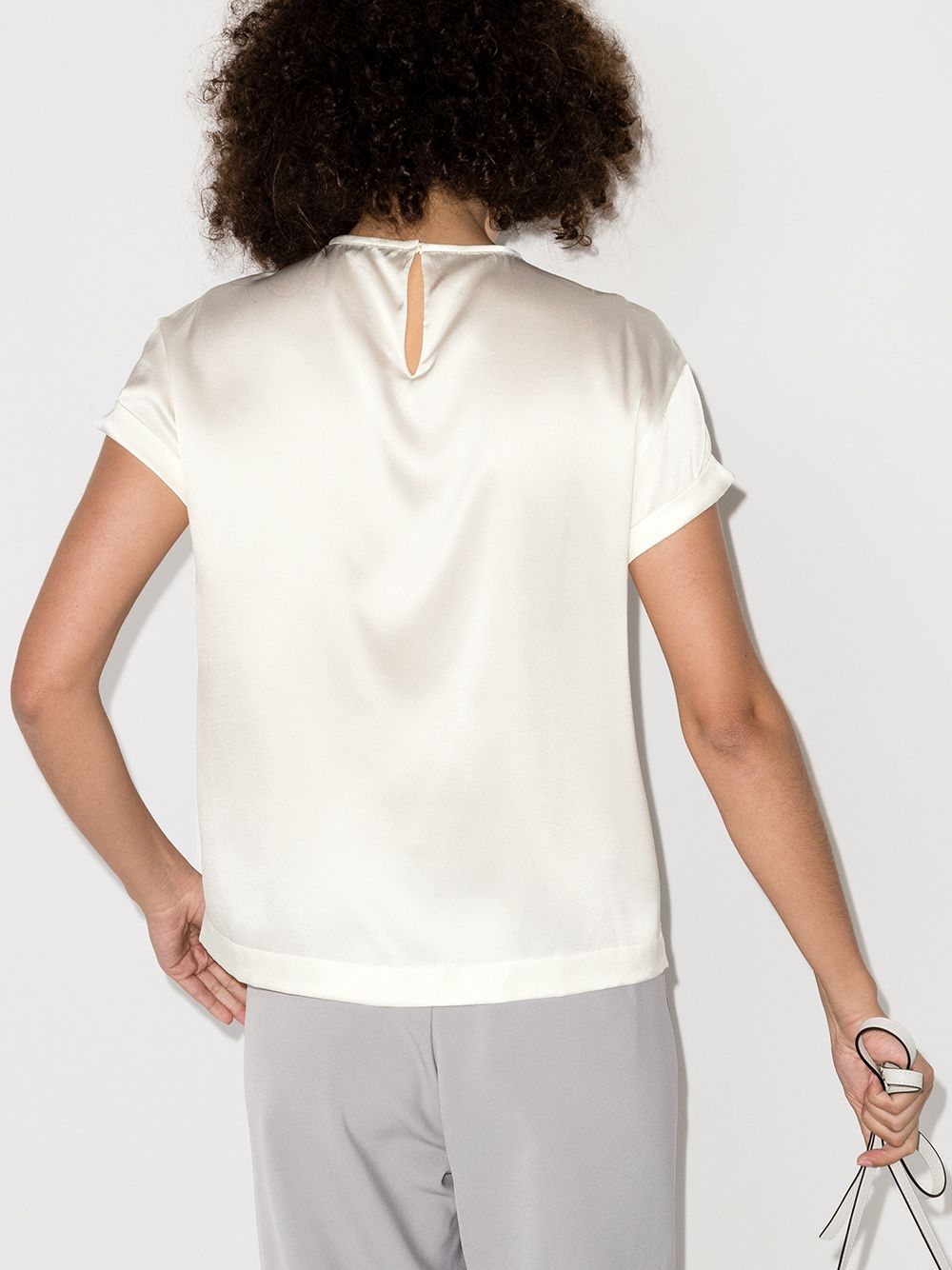 Brunello Cucinelli Top Seda elástica beige