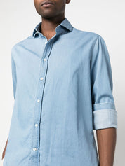 Brunello Cucinelli Shirts Clear Blue cotton classic fit