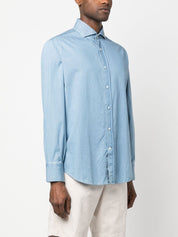 Brunello Cucinelli Shirts Clear Blue cotton classic fit