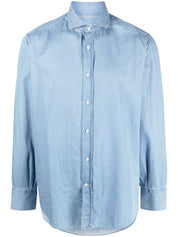 Brunello Cucinelli Shirts Clear Blue cotton classic fit