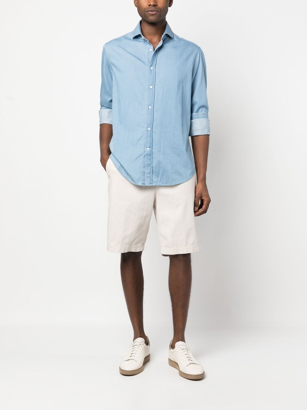 Brunello Cucinelli Shirts Clear Blue cotton classic fit