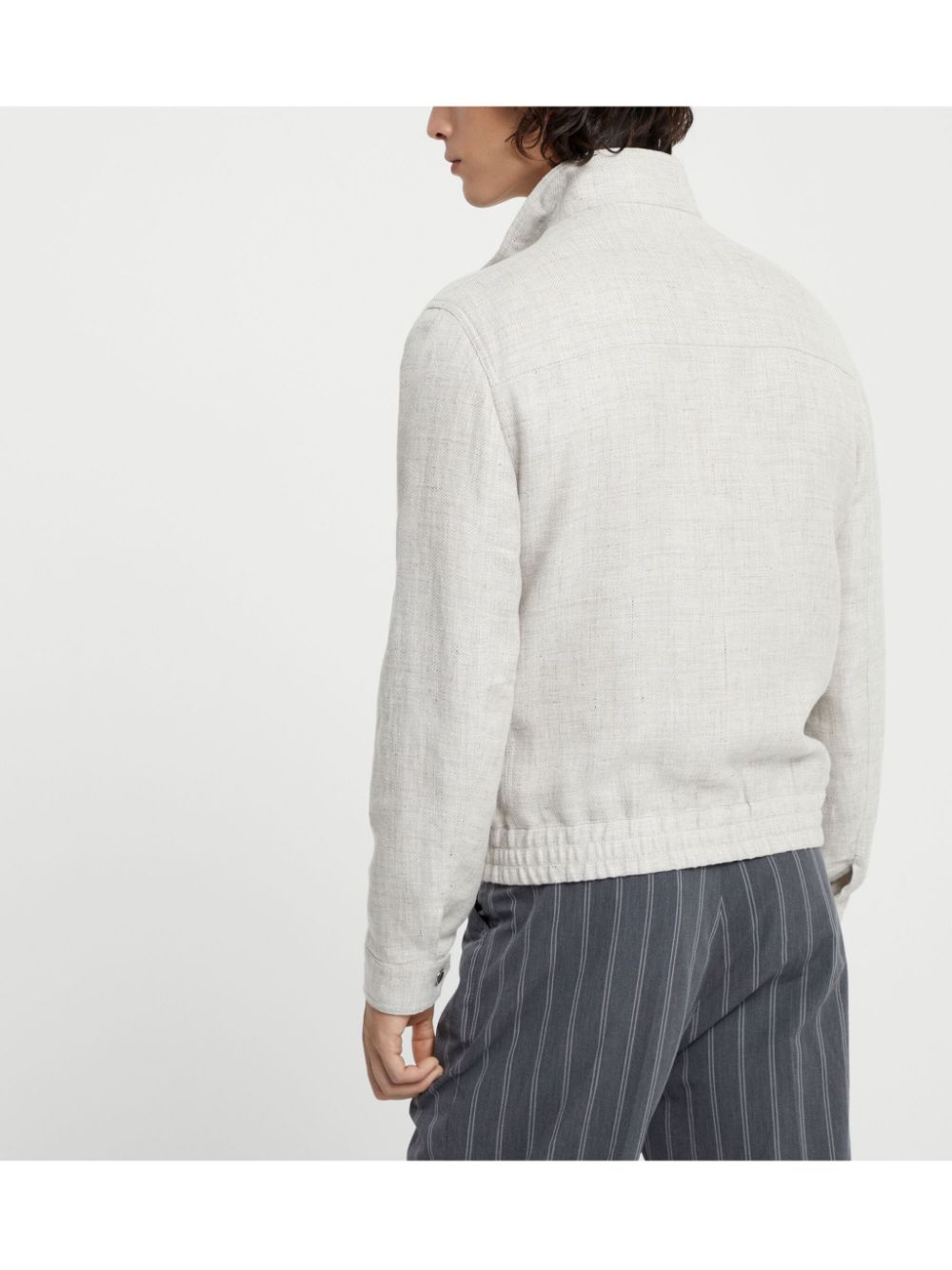 Chaqueta de mezcla de lino beige Brunello Cucinelli Coats