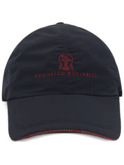 Brunello Cucinelli Sombreros Gorra de béisbol de algodón azul