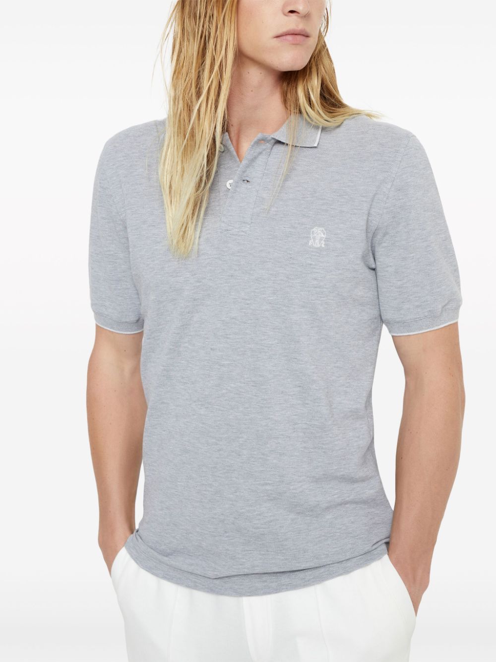 Brunello Cucinelli Grey Cotton Polo Shirt — Men's Luxury Polo