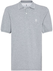 Brunello Cucinelli Grey Cotton Polo Shirt — Men's Luxury Polo