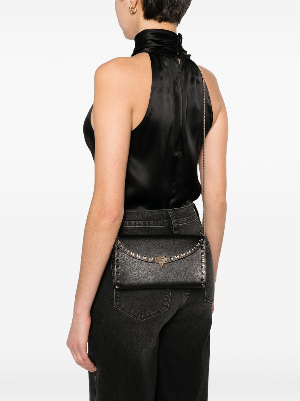 Valentino Garavani Bags.. Black calf leather Rockstud mini bag