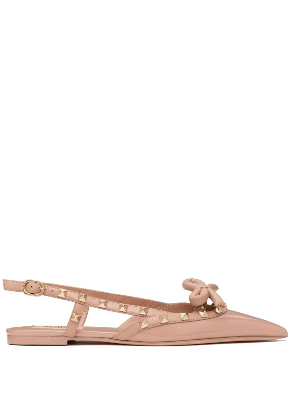 Chaussures plates Valentino Garavani en cuir poudré Rockstud slingback