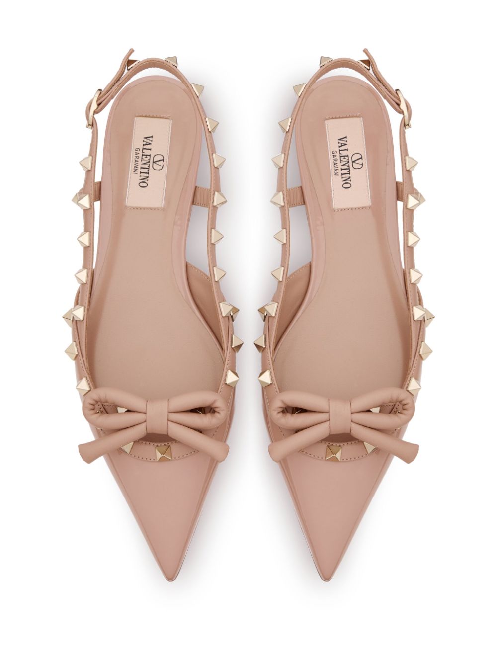 Chaussures plates Valentino Garavani en cuir poudré Rockstud slingback