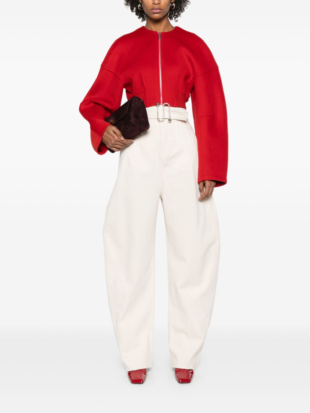 Red Wool Cropped Jacket — SPORTMAX PRE