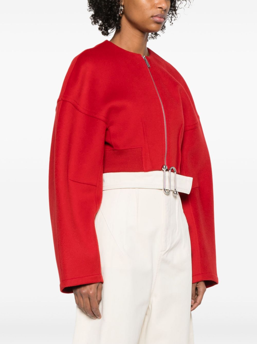 Red Wool Cropped Jacket — SPORTMAX PRE