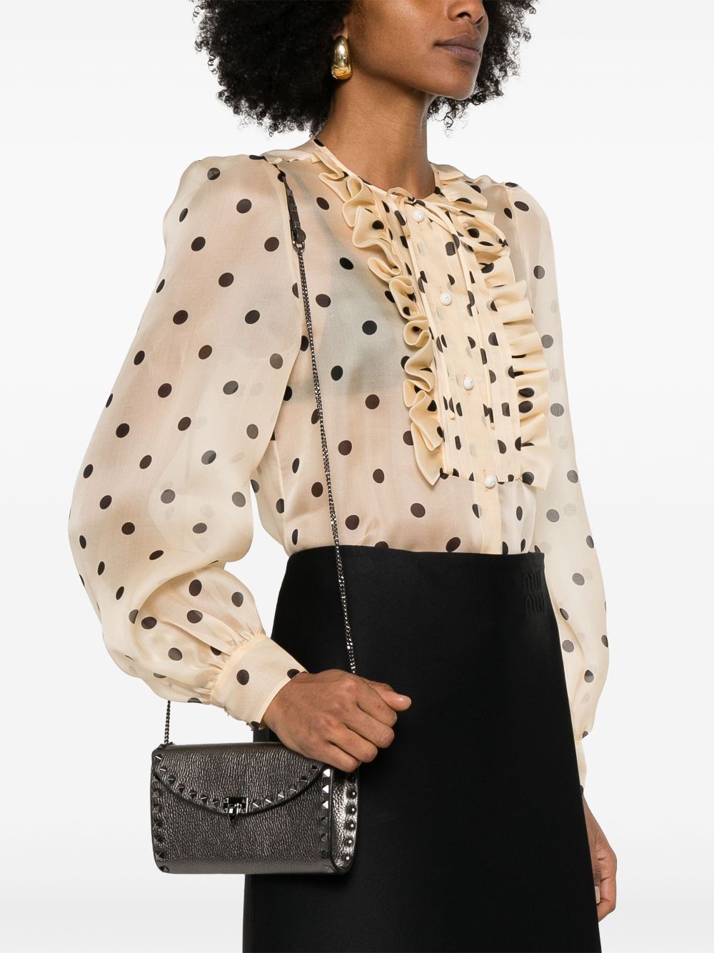 Valentino Garavani Bags.. White leather Rockstud mini bag