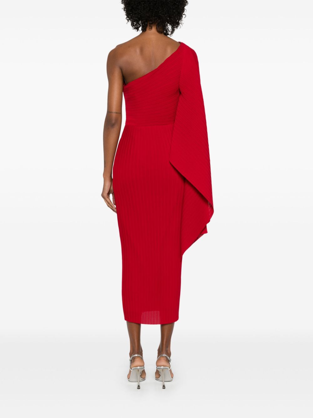 Vestido midi rojo de un solo hombro de Solace London Dresses