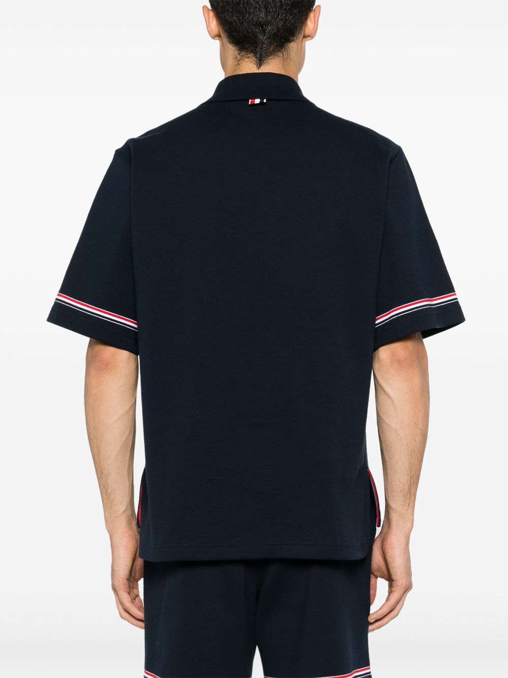 Thom Browne T-shirts and Polos Blue cotton polo