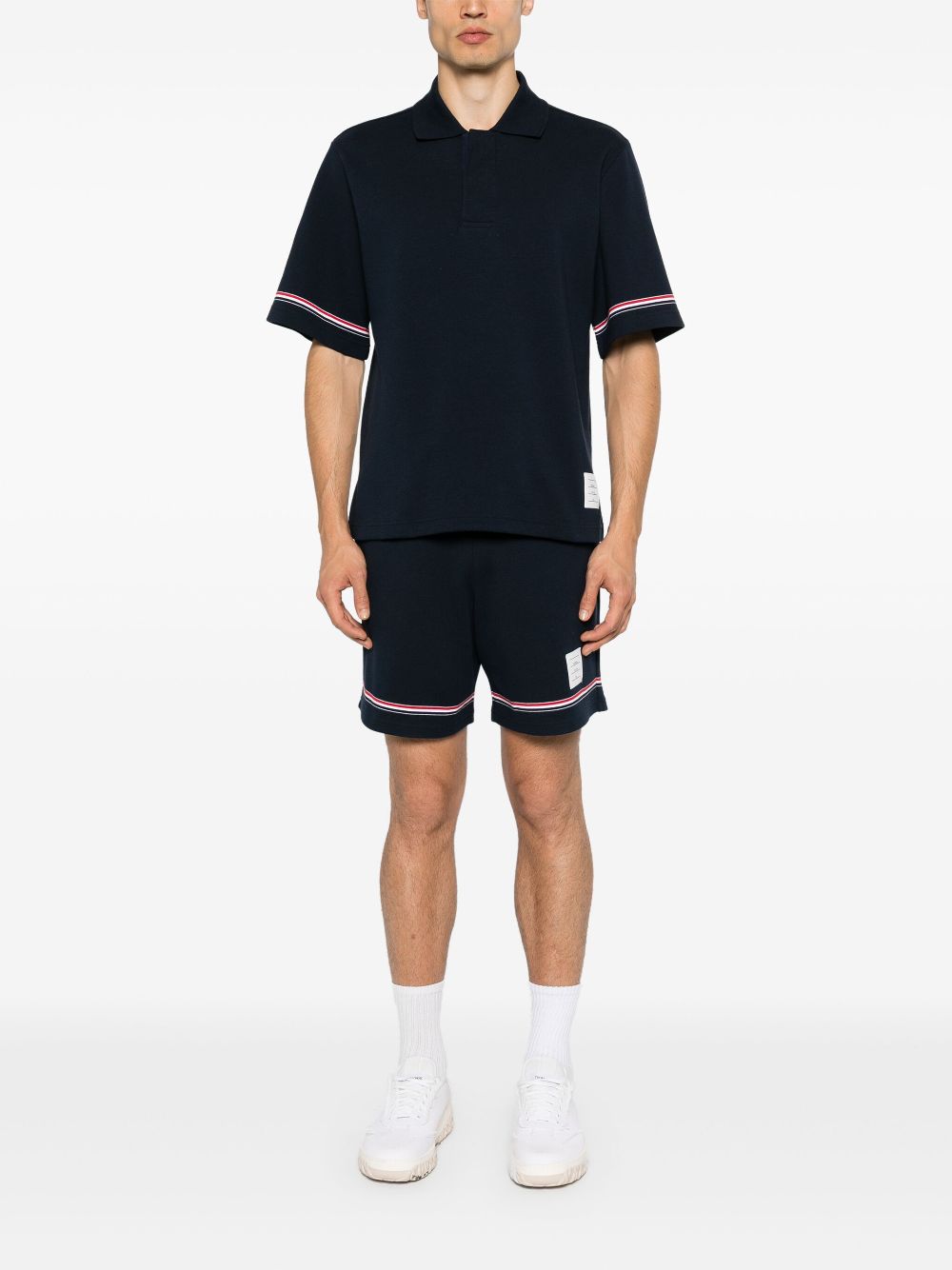 Thom Browne T-shirts and Polos Blue cotton polo
